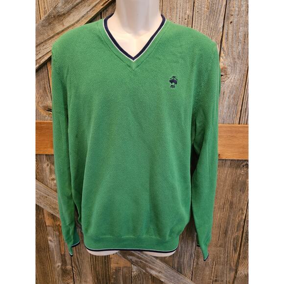 Brooks brothers vintage 90s supima cotton knit sweater pullover green preppy L _ - Picture 1 of 7